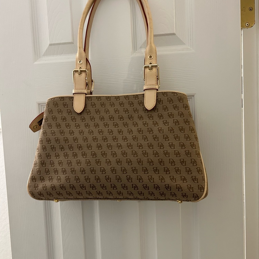 Dooney & Bourke Cream and Brown Satchel